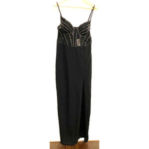 Windsor - Black sequin special occasion front slit long dress women's size XL